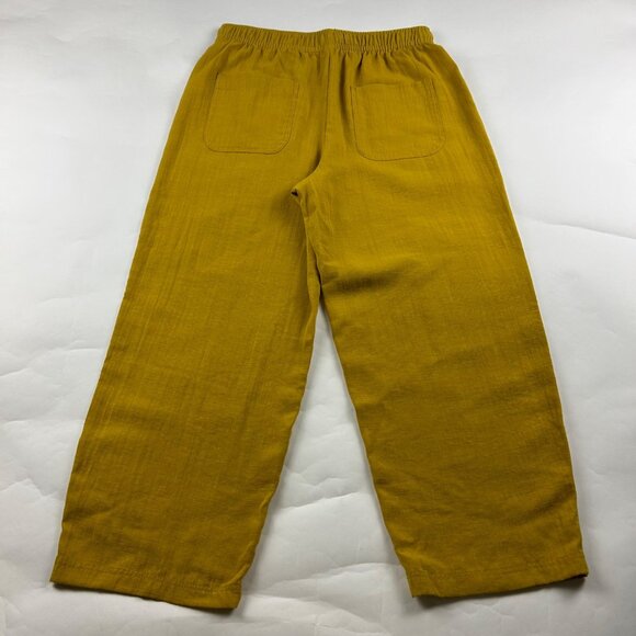Zara Mustard Yellow Textured Crepe High Rise Relaxed Leg Cropped Pant M - Picture 5 of 6